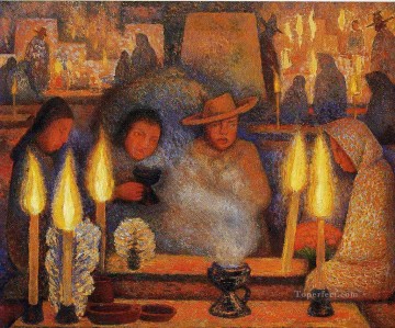 Diego Rivera Painting - el día de los muertos 1944 comunismo diego rivera